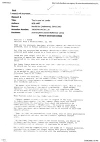 Newspaper article, Combo Fiasco 10th Anniversary Concert performed at Athenaeum Theatre on 11 July 2003