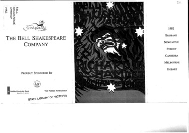 Theatre Program, Richard III (play) performed by Bell Shakespeare Company commencing 4 June 1992