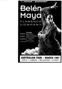 Theatre Flyer, Belen Maya Flamenco Company (dance) performed at Athenaeum Theatre commencing 14 March 1997