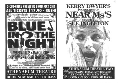 Theatre Flyer, Near Ms's (musical) performed at Athenaeum Theatre Two commencing 3 September 1992