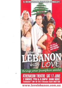 flyer, LEBANON WITH LOVE (comedy) performed at Athenaeum Theatre 2000
