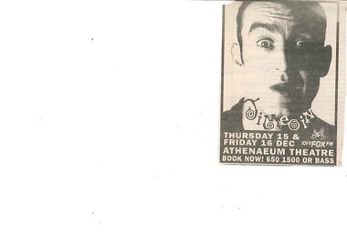 Newspaper Advertisement, Jimeoin (comedy) 15 and 16 December 1994 Athenaeum Theatre