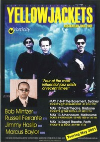 Theatre Flyer, Yellowjackets (Jazz Quartet) performed at Athenaeum Melbourne on 13 May 2001