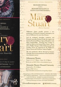 Theatre Flyer, Mary Stuart (Maria Stuarda) (opera) presented by Melbourne Opera performed at Athenaeum Theatre September 2015