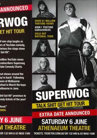 Theatre Flyer, SUPERWOG - Talk Shit Get Hit Tour (comedy) performed on June 6 2015 at Athenaeum Theatre