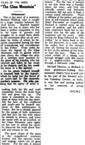 newspaper article, The Glass Mountain (1949 film) screened at the Athenaeum 1949
