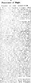 Newspaper Article - facsimile, Malini - Practitioner of Magic - at the Athenaeum per The Argus 5 March 1917
