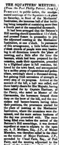 newspaper article, The Squatters' Meeting in front of the Melbourne Mechanics' Institution - article dated 18 June 1844