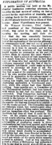 newspaper article, Burke and Wills expedition – 1857 to 1860 - Exploration of Australia public meeting held at Melbourne Mechanics' Institution - article dated 1 September 1858