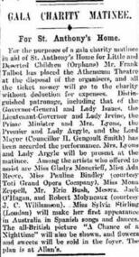 newspaper article, Gala Charity Matinee for St Anthony's Home - article dated 27 June 1932 - at Athenaeum Theatre by Frank Talbot