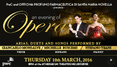 Web page and flyer, AN EVENING OF OPERA performed at Athenaeum Theatre Melbourne on Thursday 10th March 2016