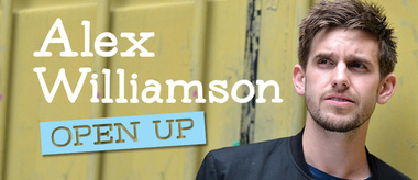 Theatre Poster, Alex Williamson Open Up (comedian) performing 25 March - 02 April 2016 at Melbourne Athenaeum Theatre as part of Melbourne International Comedy Festival
