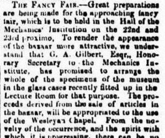Newspaper Article, The Fancy Fair - Melbourne Mechanics' Institute - Port Phillip Gazette and Settler's Journal 26 November 1845
