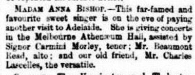 Newspaper Article, Madam Anna Bishop (singer) gave concerts in the Melbourne Athenaeum Hall - South Australian Register (Adelaide, SA : 1839 - 1900), Saturday 16 January 1875