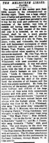 Newspaper Article, The Melbourne Liedertafel performed 138th concert at Melbourne Athenaeum Hall - Argus, Wednesday 15 December 1880
