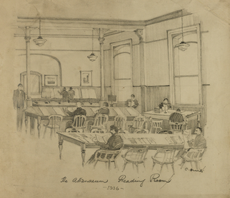 Drawing - Sketch, The Athenaeum Reading Room, 1936