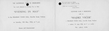 Invitation to the May Dance 1956, Invitation to the May Evening Dance - Majski večer in 1956, 1956