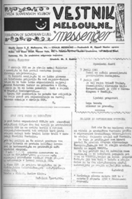 Slovenski Vestnik - Messenger 1958, Article introducing the Chess and Hunters sections in Slovenian Club Melbourne in 1958, 1958