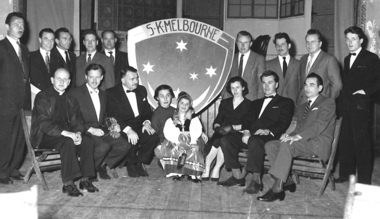 Slovenian Club Melbourne Committee members 1958, Slovenian Club Melbourne Committee members with the coat of arms 1958, 1958