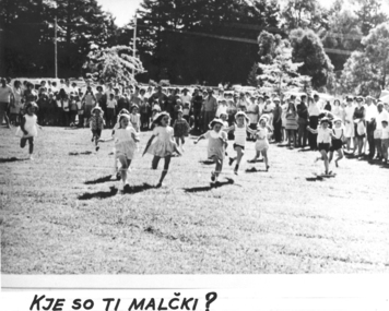 Photo of  children's races, Children participating in races at the Slovenian picnic at Wandin East 1959, 1959
