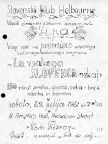 Invitation to a cultural evening, Invitation to the premiere of the happy cultural program 1961, 1961