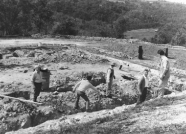 Photo of foundation work, Foundation work for the new centre 1972
