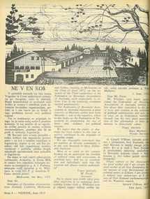Vestnik page 1973, Page from Vestnik showing the drawing of the new centre 1973
