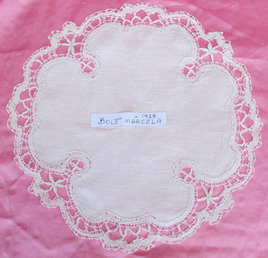 Idrija Lace doily, Marcela Bole Idrija Lace doily, 1928