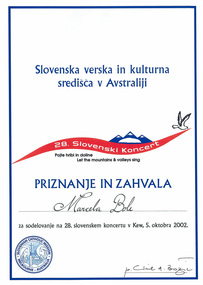 Certificate of Gratitude, Marcela Bole - Certificate of Gratitude 2002, 2002