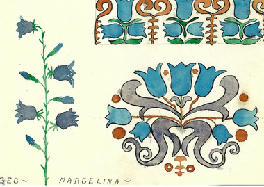 Watercolour pattern, Marcela Bole - Bluebell pattern 1925, 1925