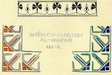 watercolour painting of an ornament, Marcela Bole - Slovenian carnationa ornament, 1925