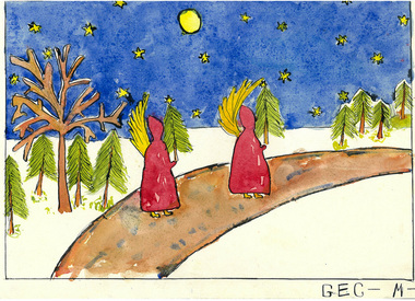 watercolour painting, Marcela Bole Christmas Eve, 1924