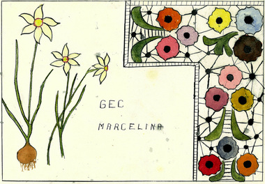 drawing, Marcela Bole - daffodil pattern, 1924