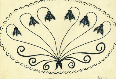 Pen drawing, M. Bole: Pen drawing of a snowdrop, 1924, 1924