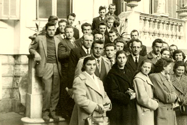 Sepia Photo, Slovenians in Italian refugee camp, after the Second World War