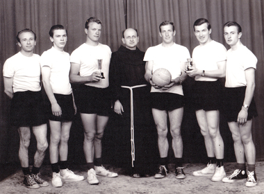 Fr Basil and volleyball team