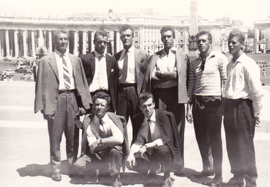 Rome, photo, Rome 1960, M Krsevan, L Markic, F Saule, R Koloini, K Strancar, Florjan, D Ziberna and I Mihelj, 31/7/1960