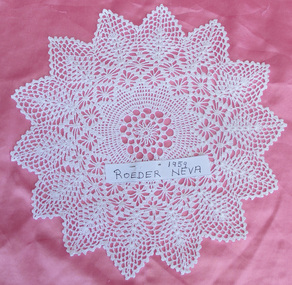 Crochet doily, 1959, Neva Roeder-Bole, Crochet doily, 1959
