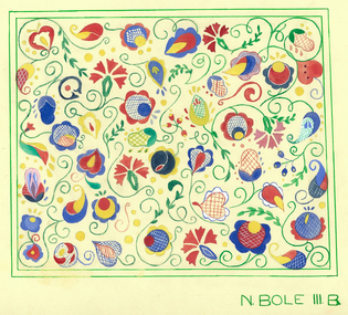 Colour drawing, Neva Roeder-Bole, colour drawing of carnations
