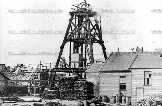 Diamond Creek Gold Mine poppet head and buildings