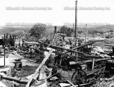 Photograph - Black & white photograph, Diamond Creek Gold Mine after fire 1915