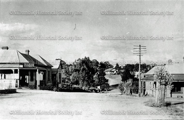 Photograph - Black & white photograph, View of Main Street towards Cowin Street, Diamond Creek c1920