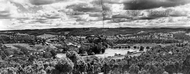 Photograph - Black & white photograph, Diamond Creek township panorama from Fraser Street 1944