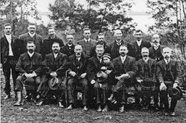 Photograph - Black & white photograph, Fruitgrowers from Diamond Creek District who Lobbied for the Hurstbridge railway line extension