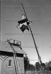 St John's Church of England Diamond Creek reconstruction of spire after 1969 bushfire