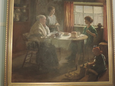 Portraiture oil painting, "Morning Tea"