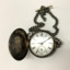 Men's silver fob watch with chain.