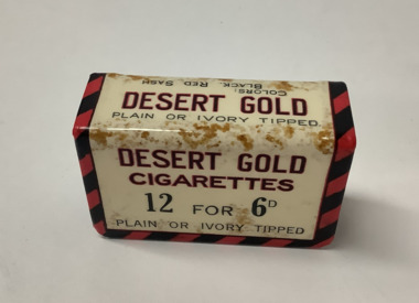 Enamelled match box cover with a red and black trim and red and black inscription. Essendon football fixtures for 1929 on the back. 