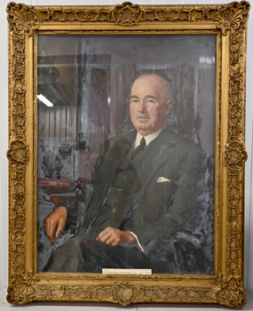 Unsigned portrait of J.J. Liston, Major of Williamstown 1901 -1902, 1913 - 1914, 1922 - 1927, in an elaborate gold painted, carved wooden frame.