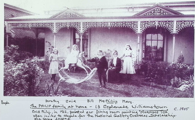 Photograph - The Phillip family in front of their house at 13 The Esplanade, Williamstown